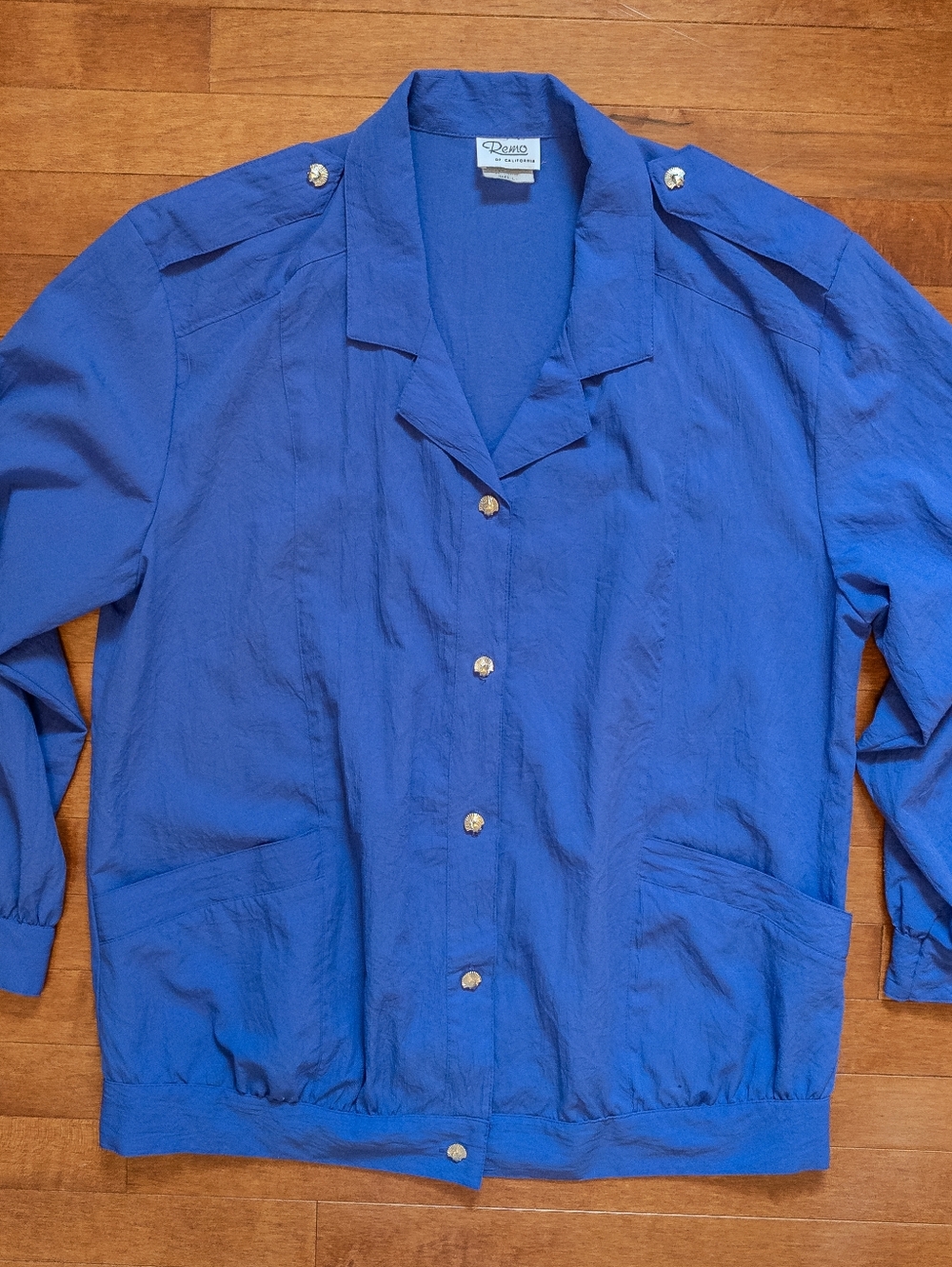 Vtg 80s Remo of California Indigo Coastal Wind Shirt Jacket -Women's Large